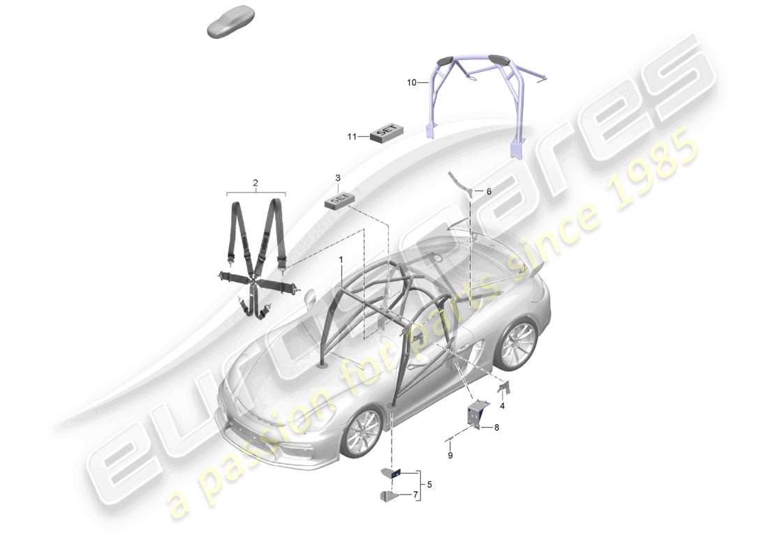 porsche 2021 (718 cayman gt4) accessori club sport diagramma delle parti