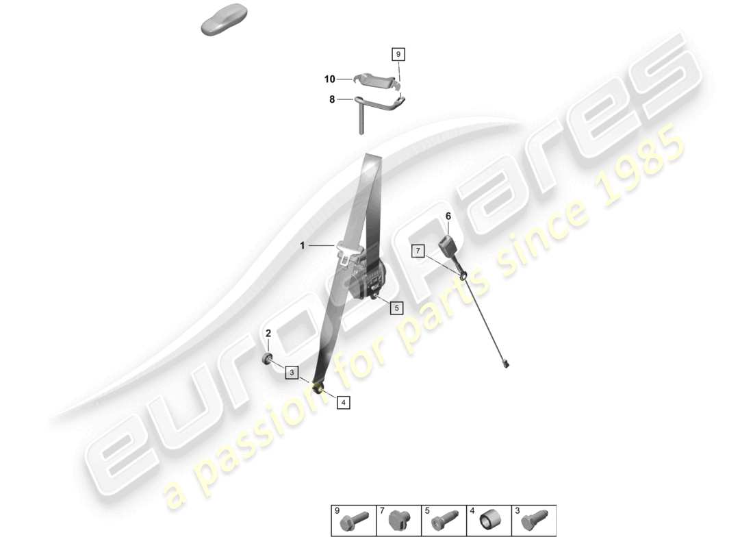 porsche 2021 (718 cayman gt4) cinture di sicurezza schema delle parti
