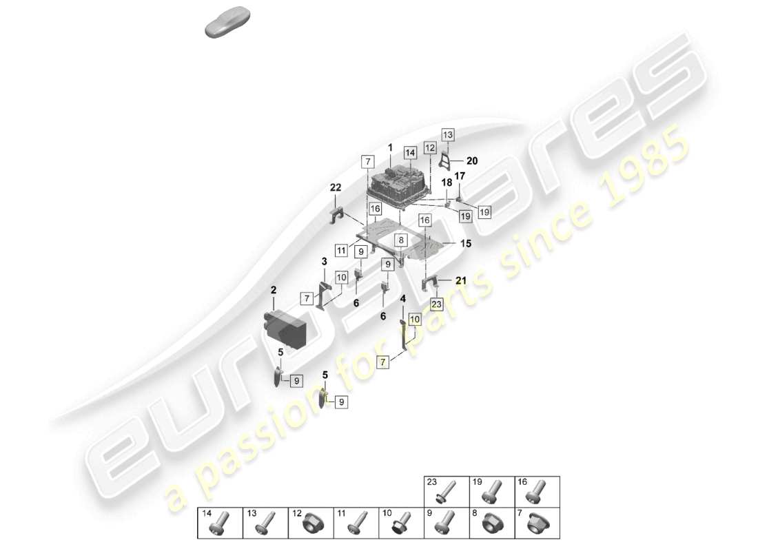 porsche 2026 (taycan 9j1-2) caricabatterie per batteria ad alta tensione modulo di uscita diagramma delle parti
