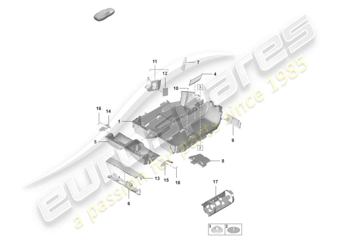 porsche 2023 (992-1 gt3/rs/st) rifiniture per pavimenti (moquette) diagramma delle parti