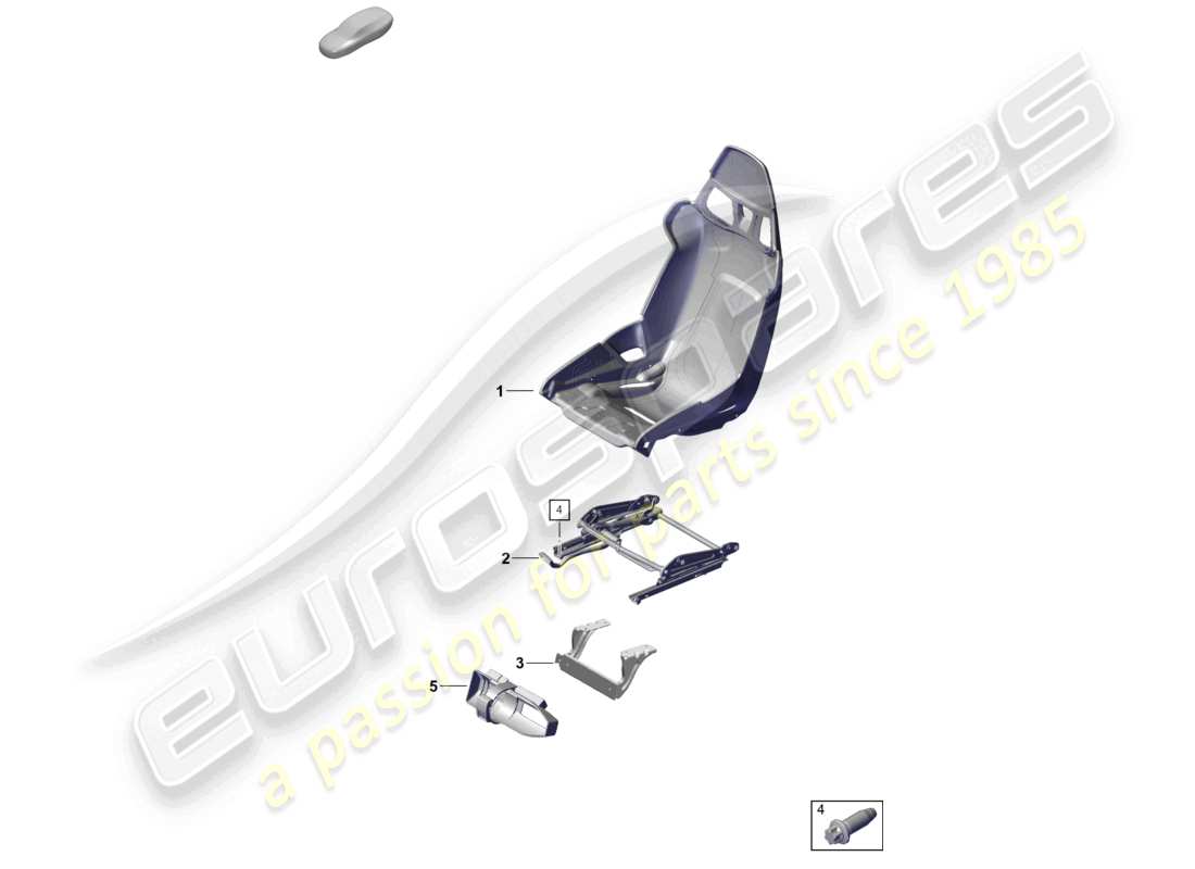porsche 2023 (992-1 gt3/rs/st) sedile a secchiello diagramma delle parti