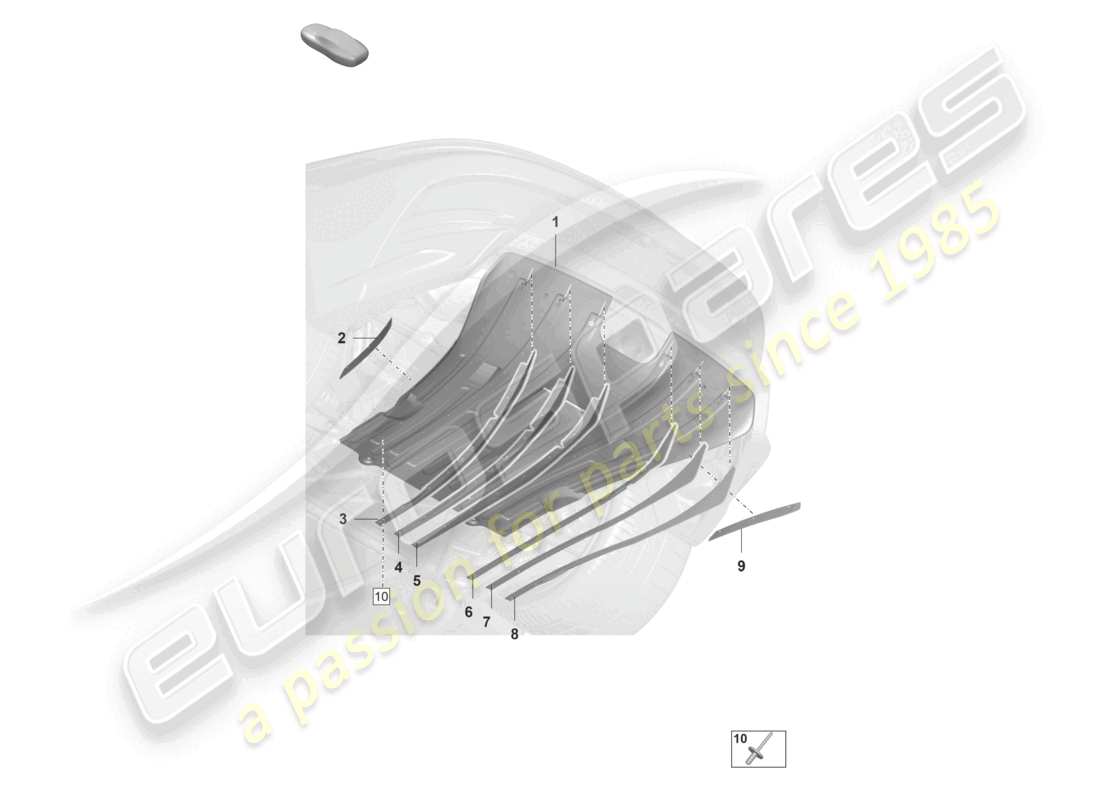 porsche 2022 (992-1 gt3/rs/st) rivestimento sottoscocca diffusore posteriore parti singole diagramma delle parti