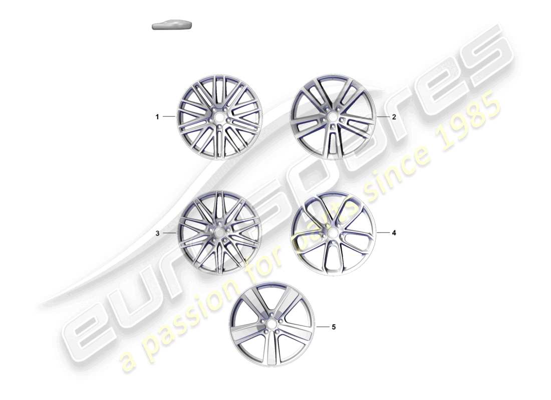 porsche 2026 (cayenne e3 pa) diagramma delle parti del cerchio in lega