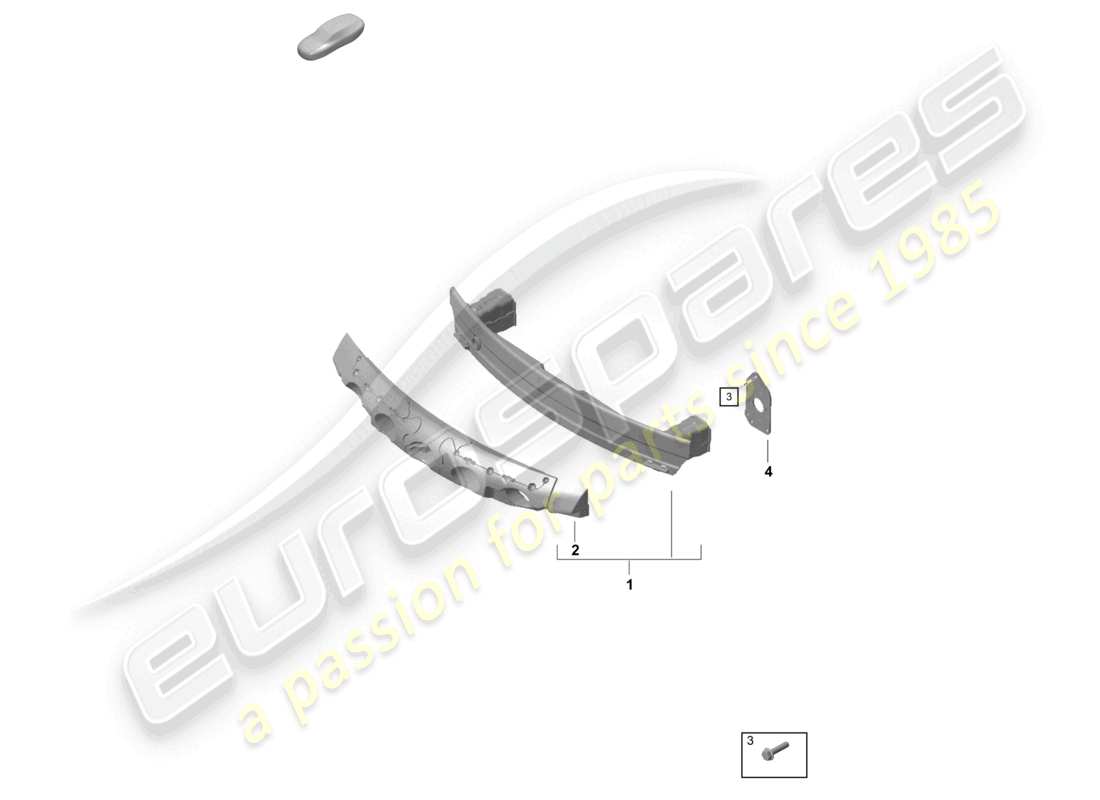 porsche 2021 (718 cayman gt4) diagramma delle parti del supporto paraurti anteriore