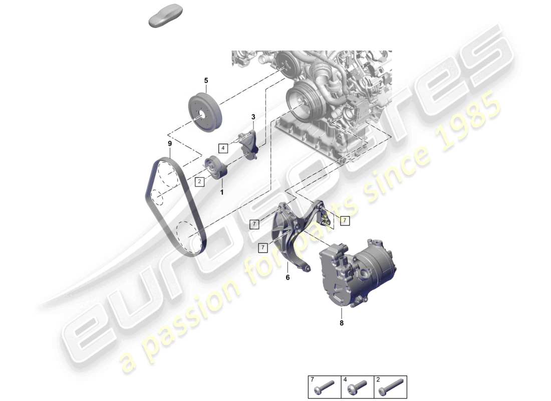 porsche 2025 (cayenne e3 pa) cinghia poly-v tenditore della cinghia diagramma delle parti