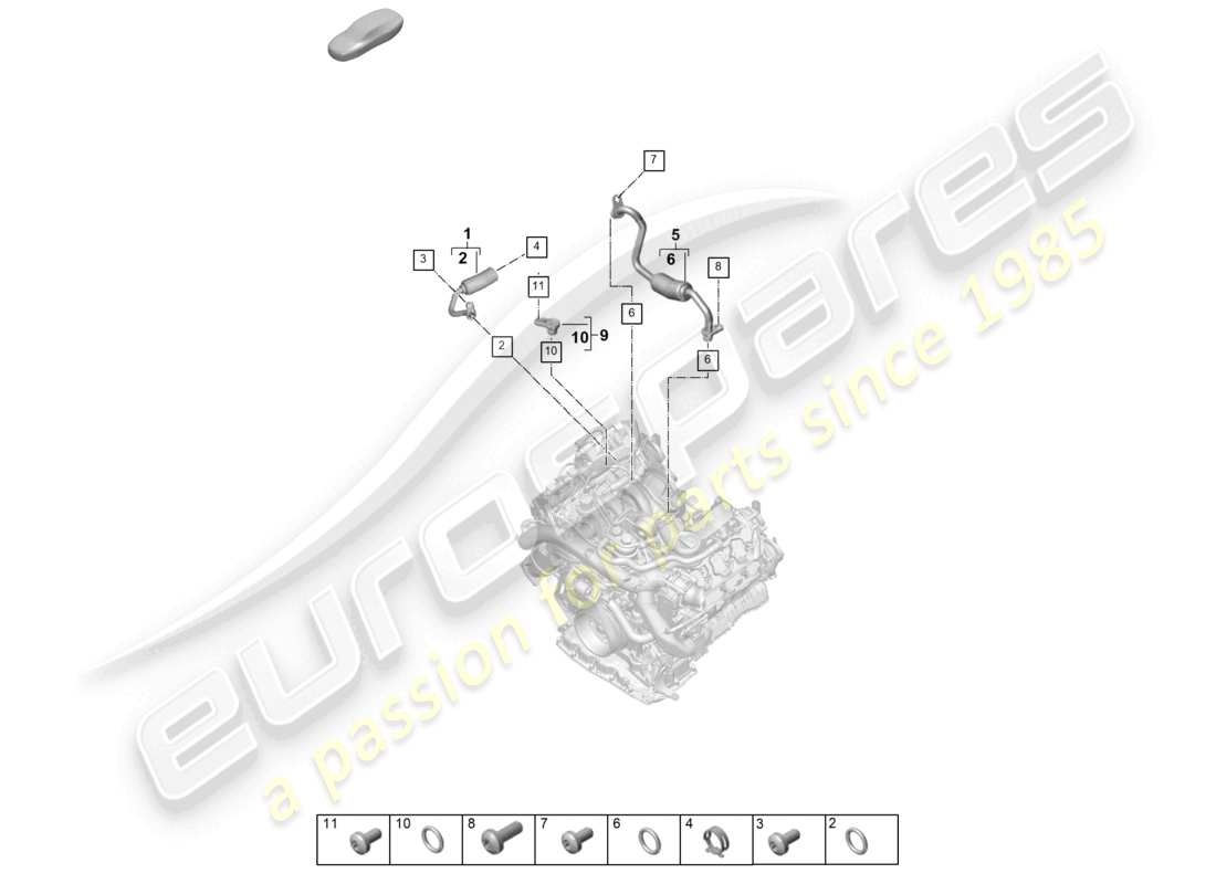 porsche 2025 (cayenne e3 pa) schema delle parti del sistema di raffreddamento del liquido di raffreddamento per turbocompressore
