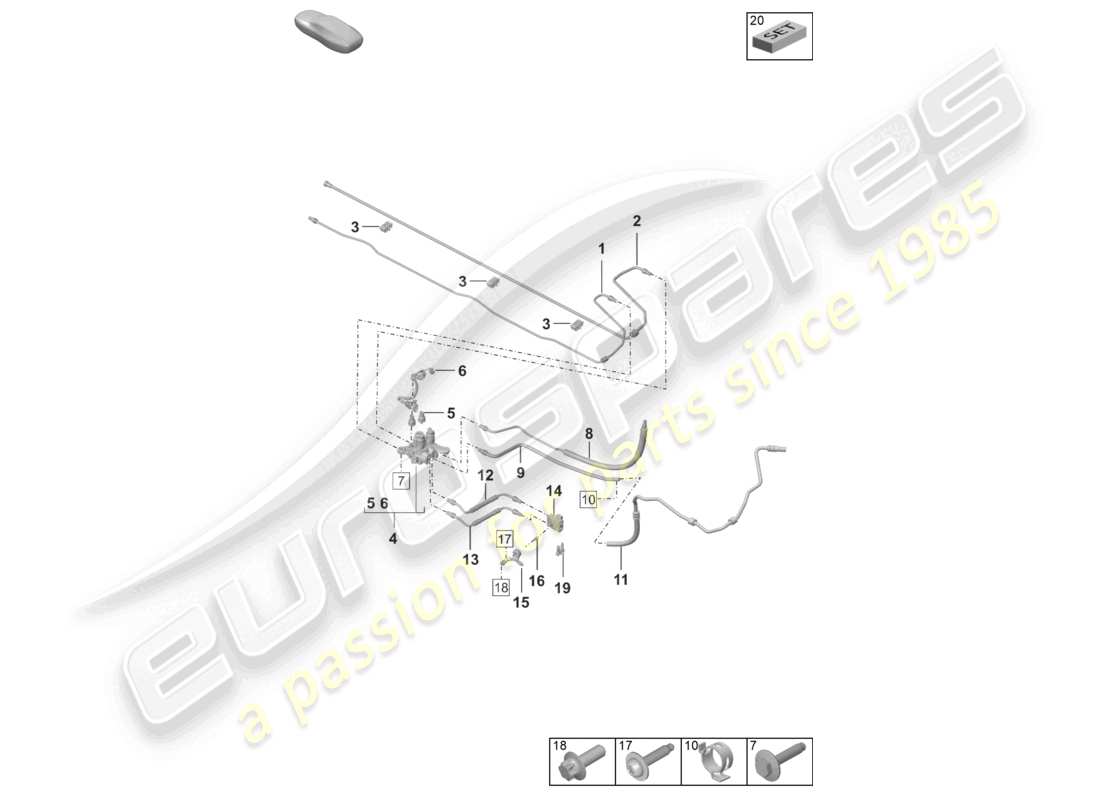 porsche 2026 (992-2 turbo / s) schema delle parti del pdcc del sottoscocca della linea idraulica