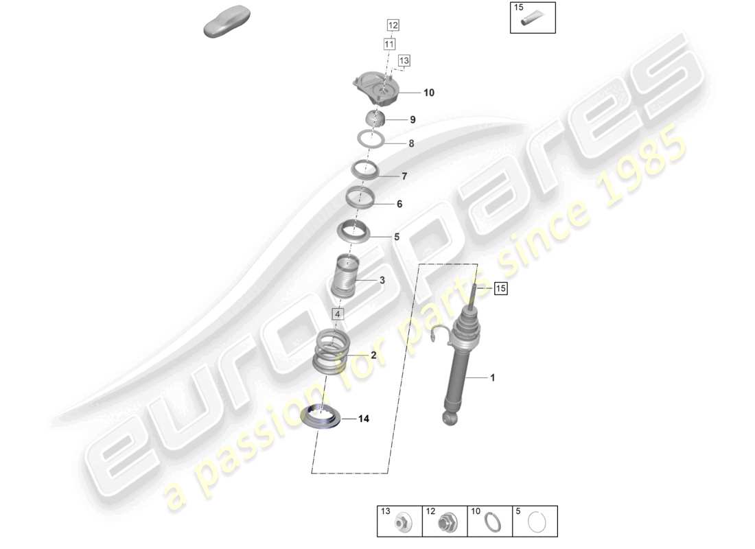 porsche 2022 (992-1 gt3/rs/st) sospensione ammortizzatori diagramma delle parti