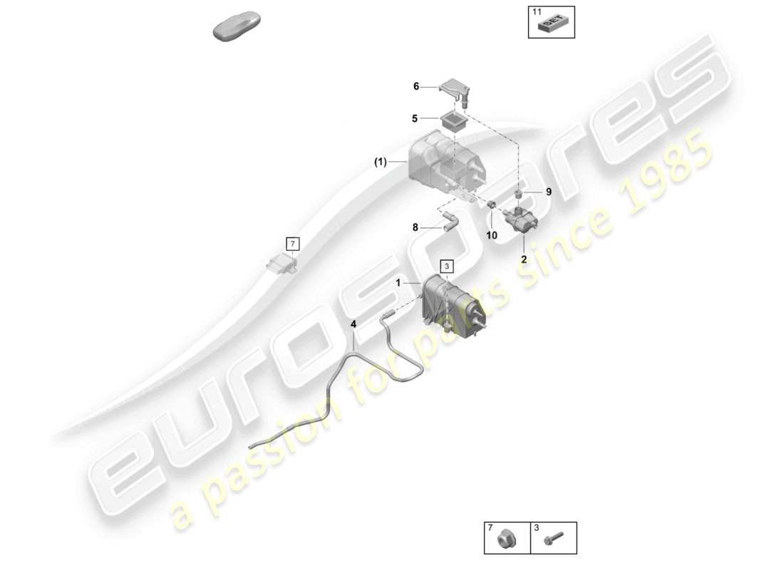 porsche 2021 (718 cayman gt4) contenitore di carbone attivo schema delle parti