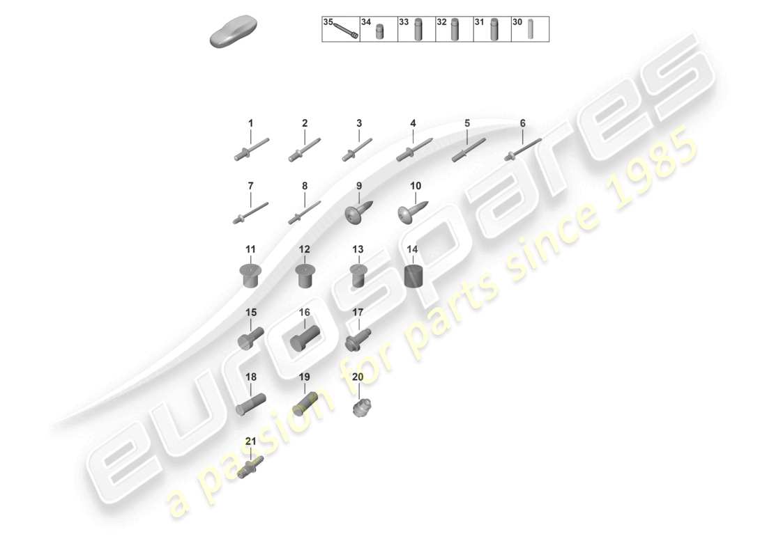 porsche 2023 (992-1 gt3/rs/st) elementi di fissaggio carrozzeria diagramma delle parti