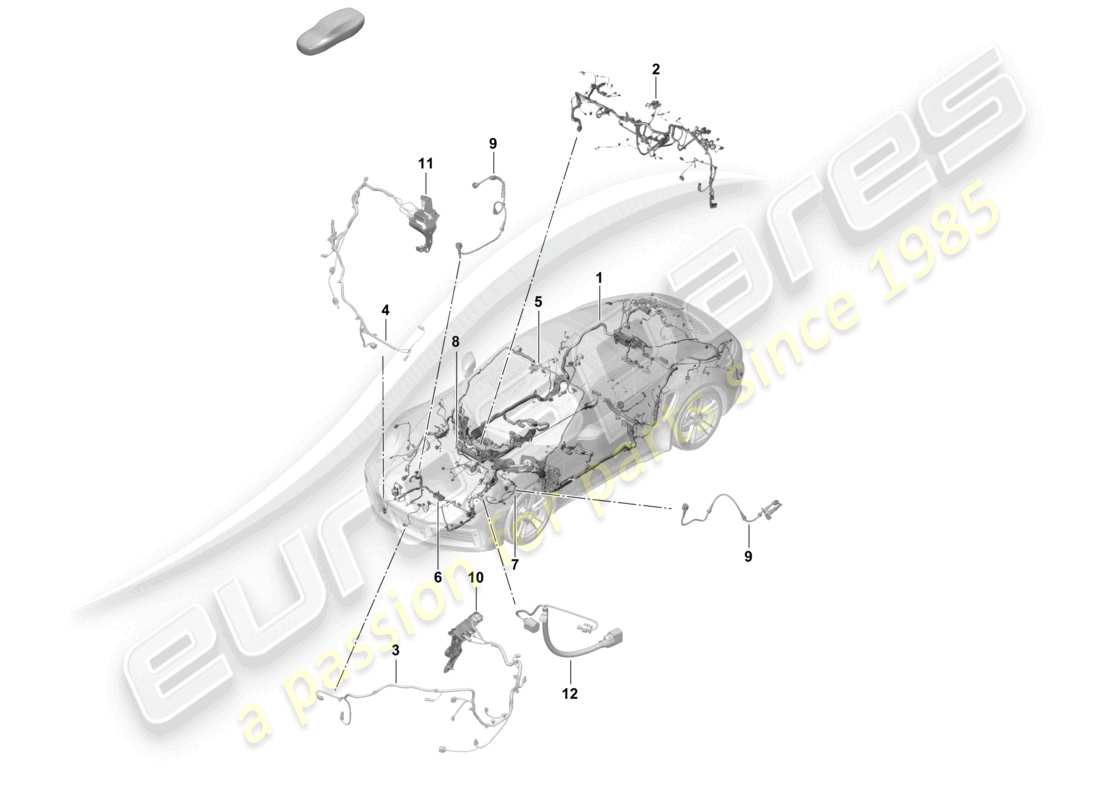 porsche 2026 (992-2 turbo / s) paraurti anteriore con set di cavi diagramma delle parti