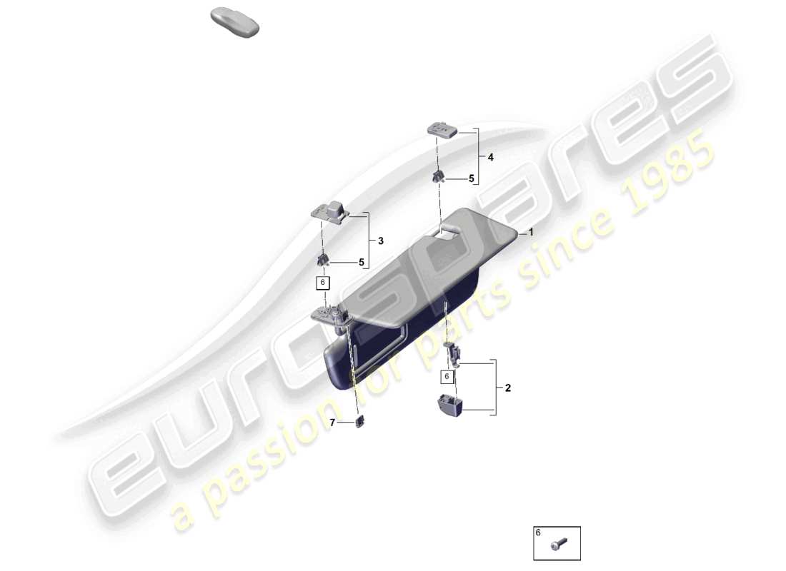 porsche 2023 (cayenne e3 pa) visiere da sole diagramma delle parti