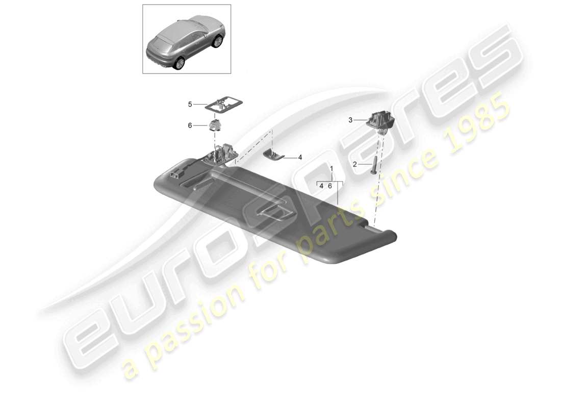 porsche 2021 (macan) visiere da sole diagramma delle parti