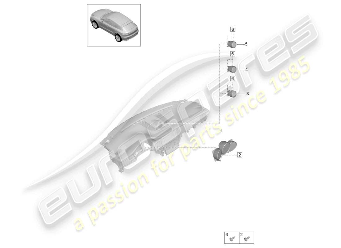 porsche 2021 (macan) quadrante dello strumento combinato rosso carminio rosso carrera bianco mojave cronometro diagramma delle parti