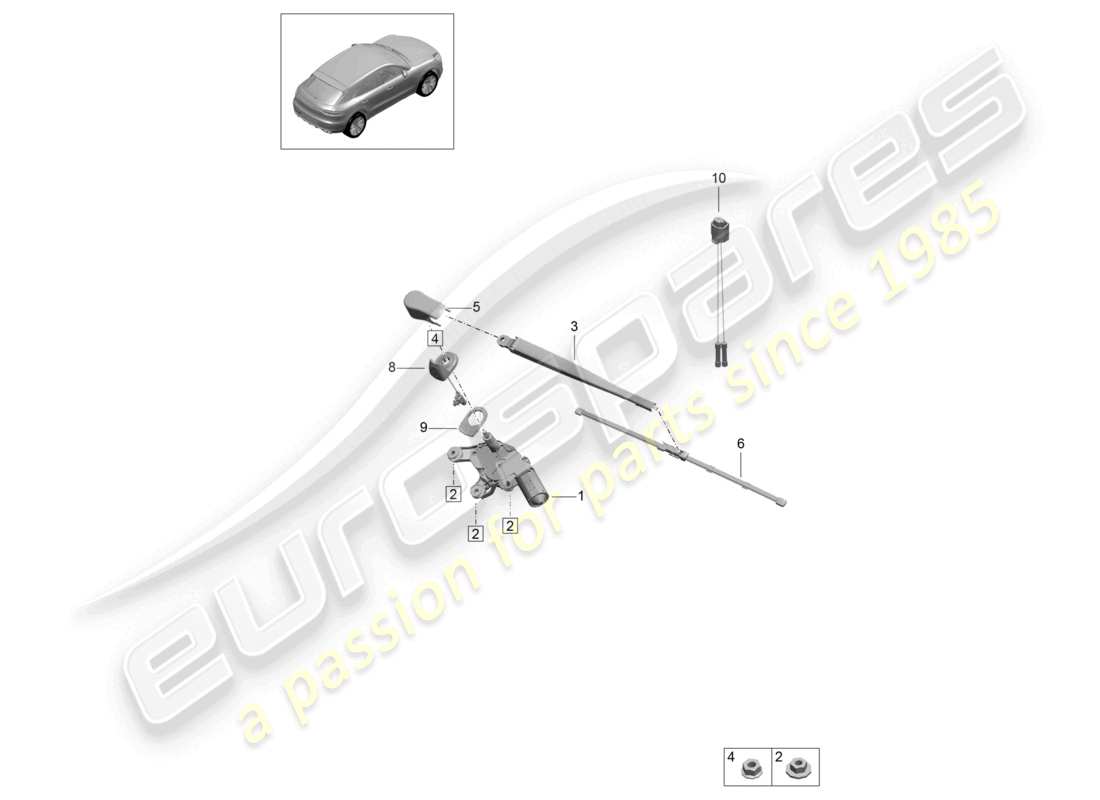 porsche 2021 (macan) tergicristallino posteriore schema delle parti