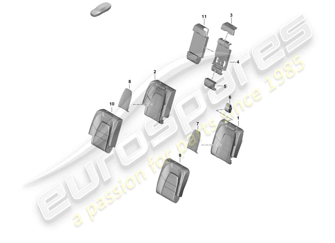 porsche 2026 (cayenne e3 pa) parte in schiuma posteriore schienale del sedile posteriore copertura dello schienale diagramma delle parti