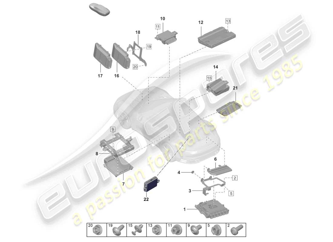 porsche 2022 (992-1) unità di controllo schema delle parti