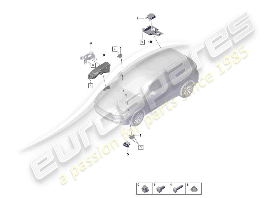 porsche 2023 (cayenne e3 pa) unità di controllo generatore di rumore sistema audio del motore schema delle parti