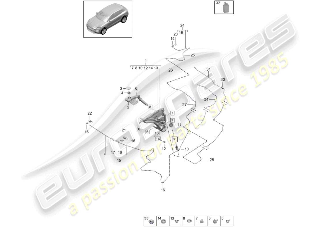porsche 2021 (macan) schema delle parti rondella lavavetri