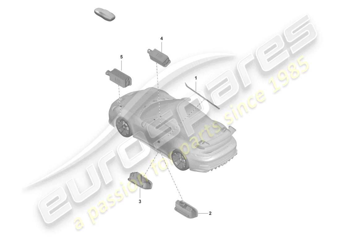 porsche 2022 (992-1 gt3/rs/st) luce interna luce di avvertimento porta luce vano piedi diagramma delle parti