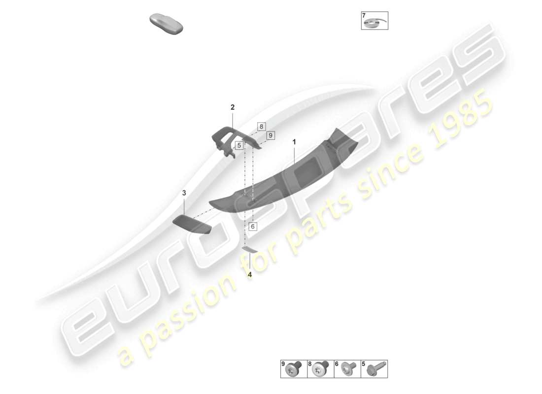 porsche 2022 (992-1 gt3/rs/st) schema delle parti spoiler posteriore