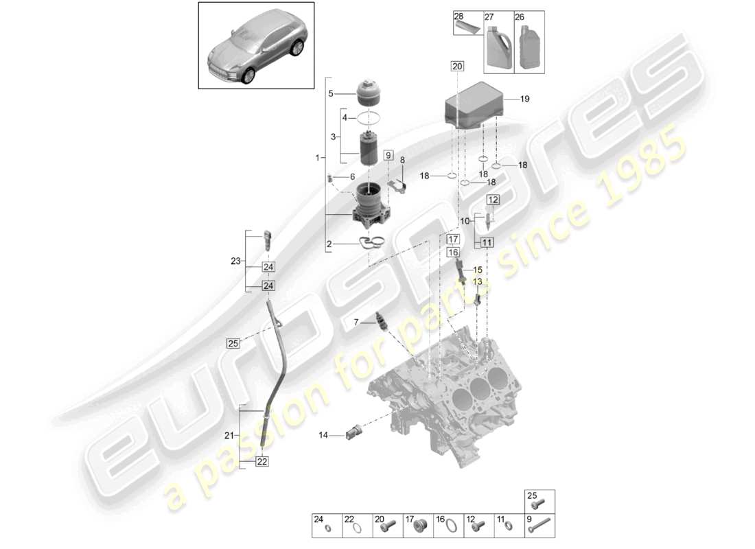 porsche 2021 (macan) filtro dell'olio console radiatore dell'olio diagramma delle parti