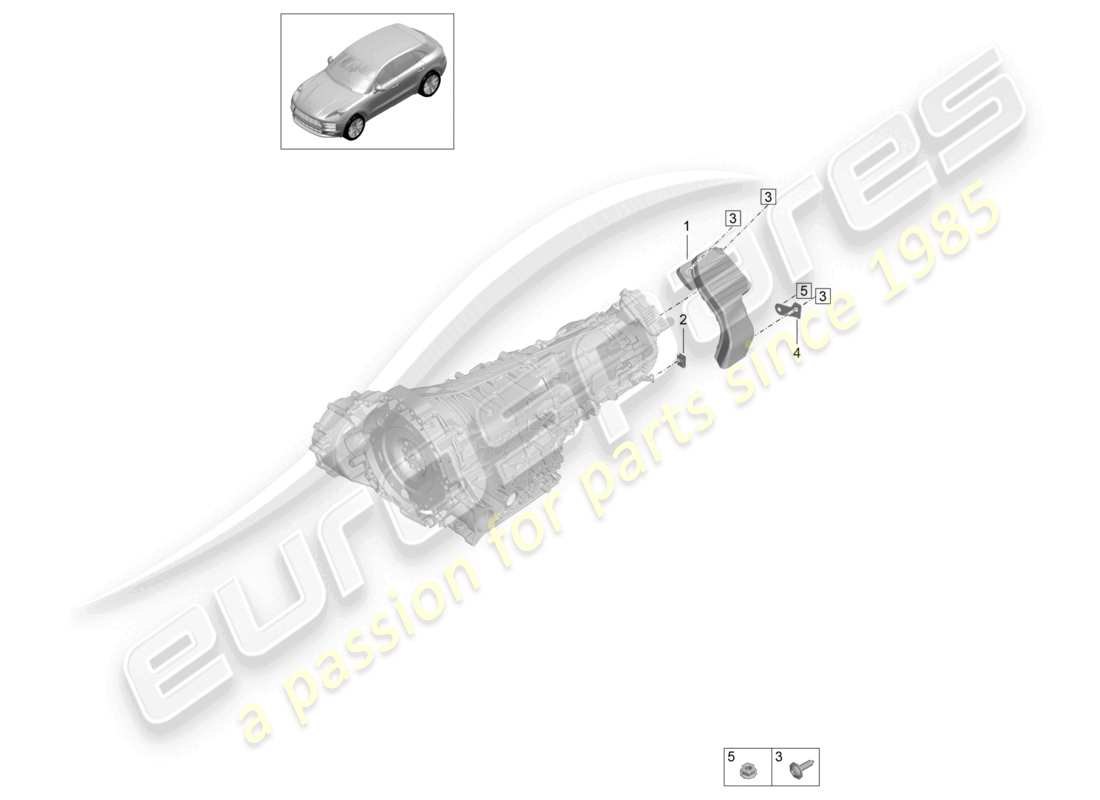 porsche 2021 (macan) schema delle parti della scatola di trasferimento della guida dell'aria