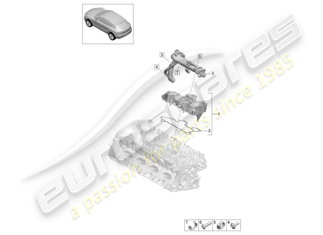 porsche 2021 (macan) separatore dell'olio linea di sfiato ventilazione dell'alloggiamento del basamento diagramma delle parti