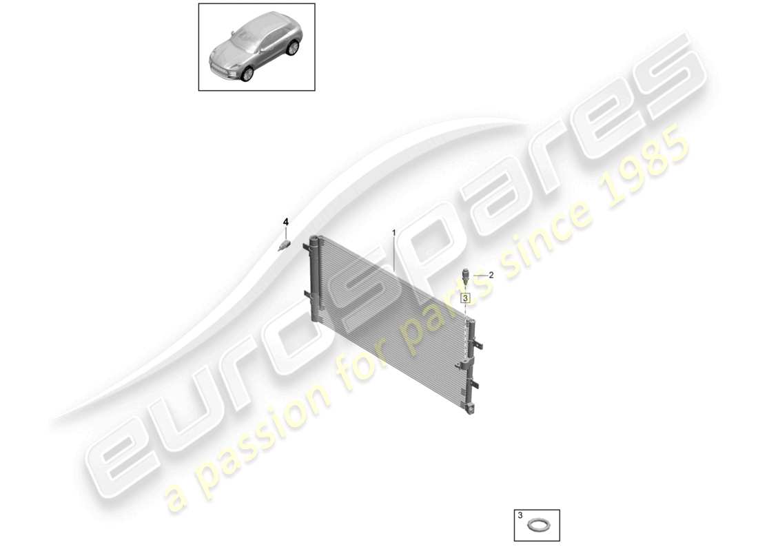 porsche 2021 (macan) schema delle parti del condensatore dell'aria condizionata