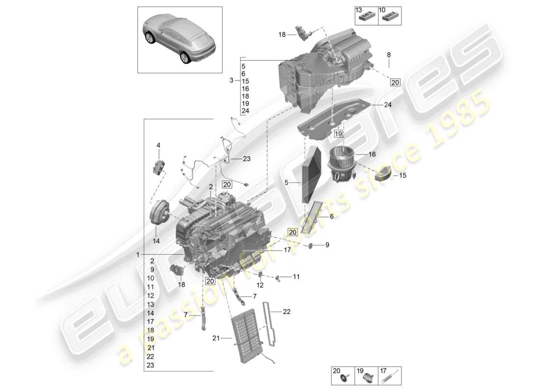 porsche 2021 (macan) schema delle parti dell'aria condizionata r134a
