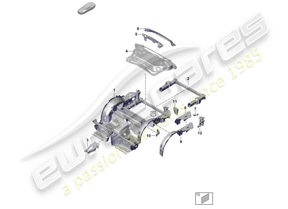 porsche 2026 (992-2 gt3) diagramma delle parti posteriori della coupé