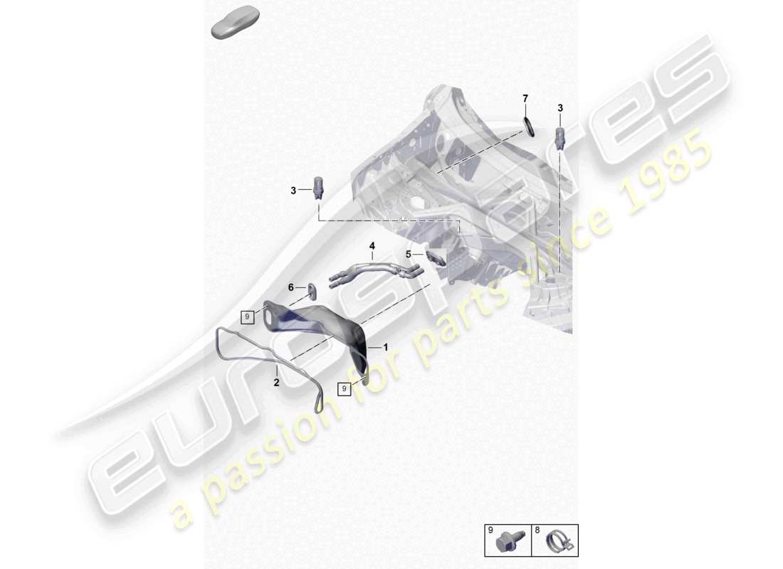 porsche 2026 (cayenne e3 pa) scatola dell'acqua del riscaldatore diagramma delle parti