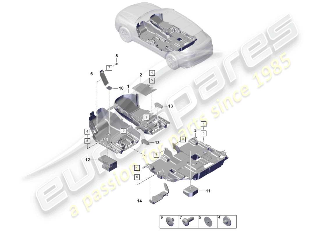 porsche 2023 (cayenne e3 pa) pavimentazione diagramma delle parti