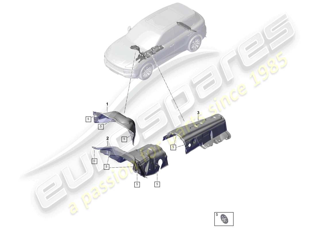 porsche 2023 (cayenne e3 pa) assorbitore acustico tunnel firewall diagramma delle parti