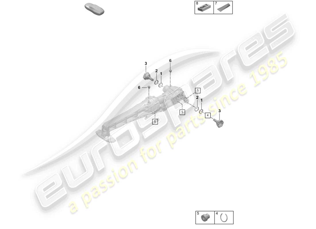 porsche 2022 (992-1 turbo / s) differenziale dell'asse anteriore parti singole diagramma delle parti