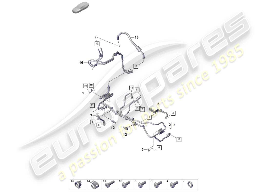 porsche 2025 (cayenne e3 pa) linea di sfiato sfiato del serbatoio diagramma delle parti