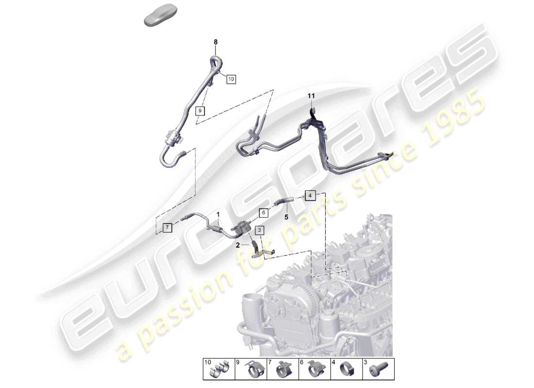porsche 2025 (cayenne e3 pa) linea di sfiato ventilazione del serbatoio diagramma delle parti