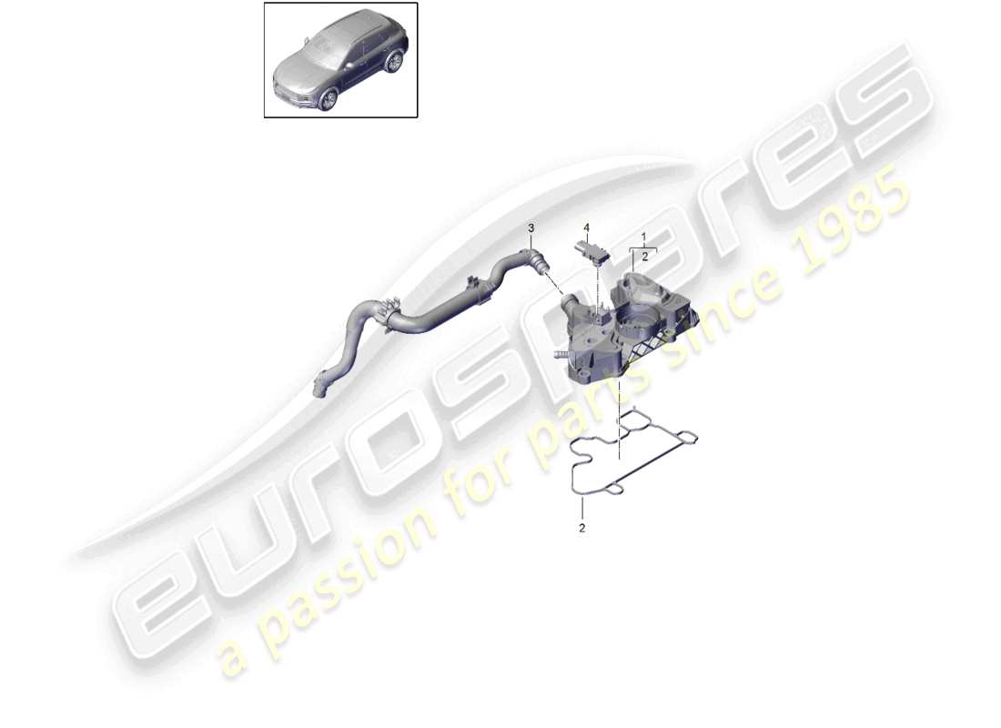 porsche 2021 (macan) separatore dell'olio linea di sfiato ventilazione dell'alloggiamento del basamento diagramma delle parti