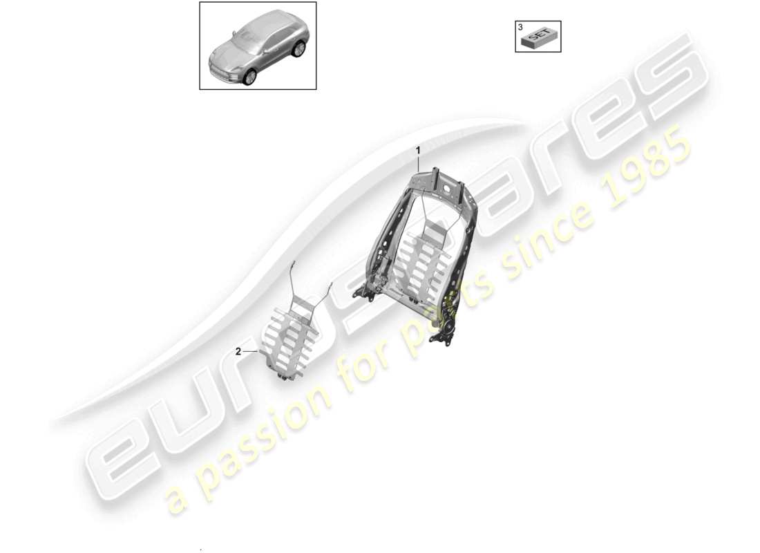 porsche 2021 (macan) telaio dello schienale accessori vari sedile comfort schema delle parti