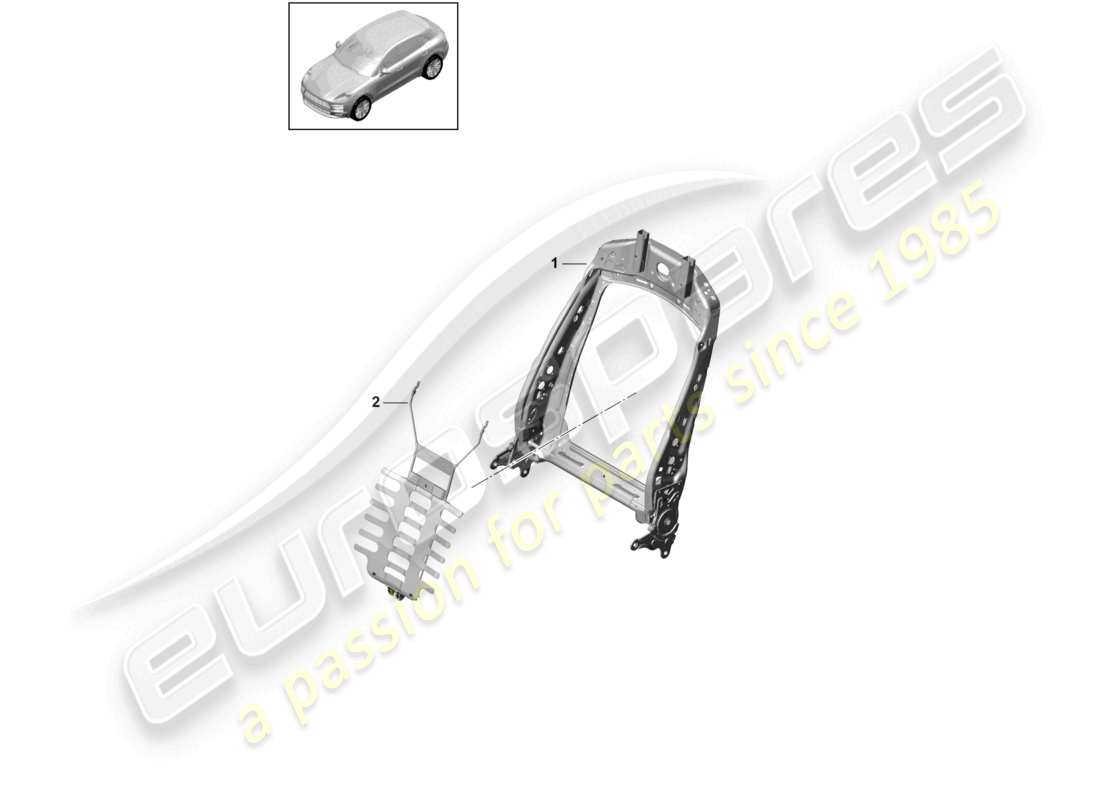 porsche 2021 (macan) telaio dello schienale accessori vari sedile standard schema delle parti