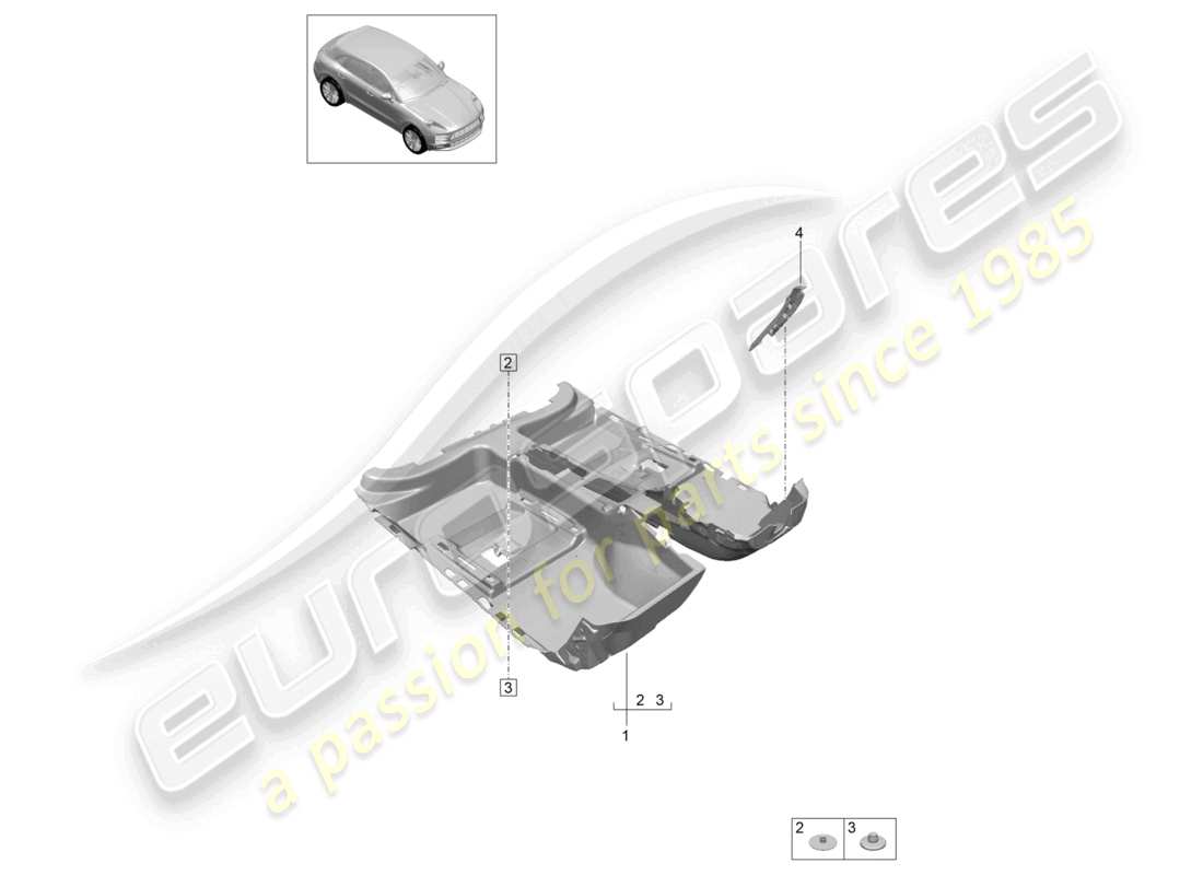 porsche 2021 (macan) schema delle parti della pavimentazione