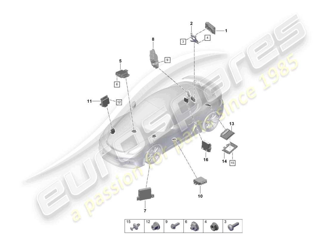 porsche 2021 (718 cayman gt4) unità di controllo diagramma delle parti