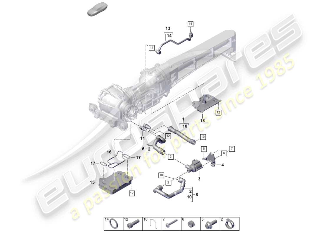 porsche 2024 (992-2) differenziale dell'assale anteriore sistema di raffreddamento per olio del cambio diagramma delle parti