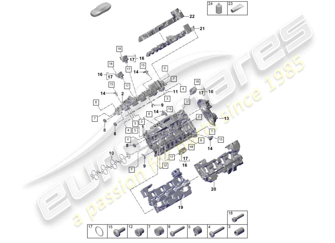porsche 2025 (cayenne e3 pa) coperchio della testata del cilindro ammortizzatore acustico accessori schema delle parti