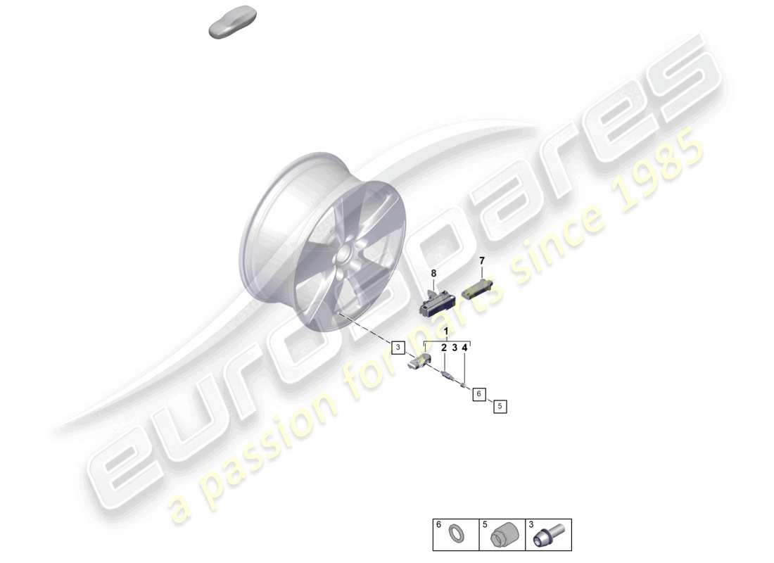 porsche 2023 (cayenne e3 pa) sistema di controllo della pressione dei pneumatici diagramma delle parti