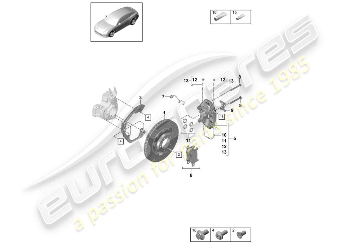 porsche 2021 (panamera 971-1) freno a disco pccb assale posteriore diagramma delle parti