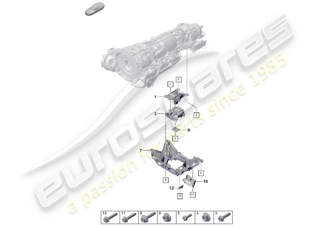porsche 2026 (cayenne e3 pa) schema delle parti del supporto della trasmissione del montaggio del cambio