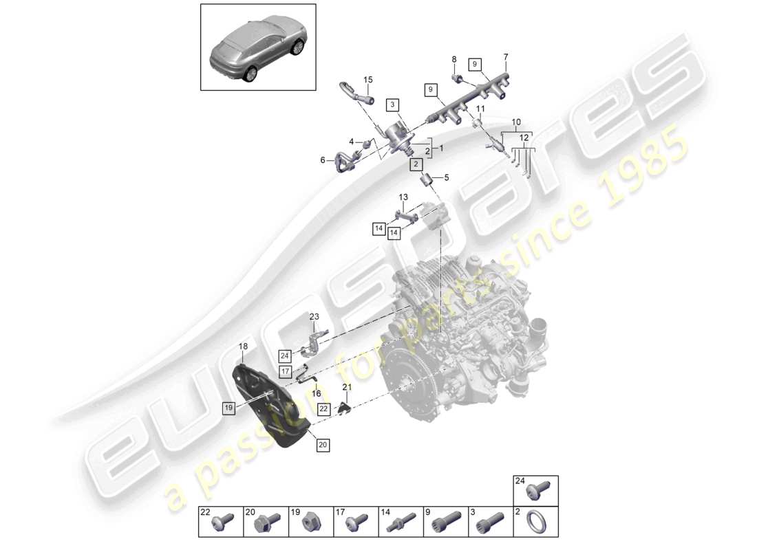 porsche 2021 (macan) schema elettrico della pompa ad alta pressione dell'iniettore ad alta pressione del tubo di raccolta del carburante