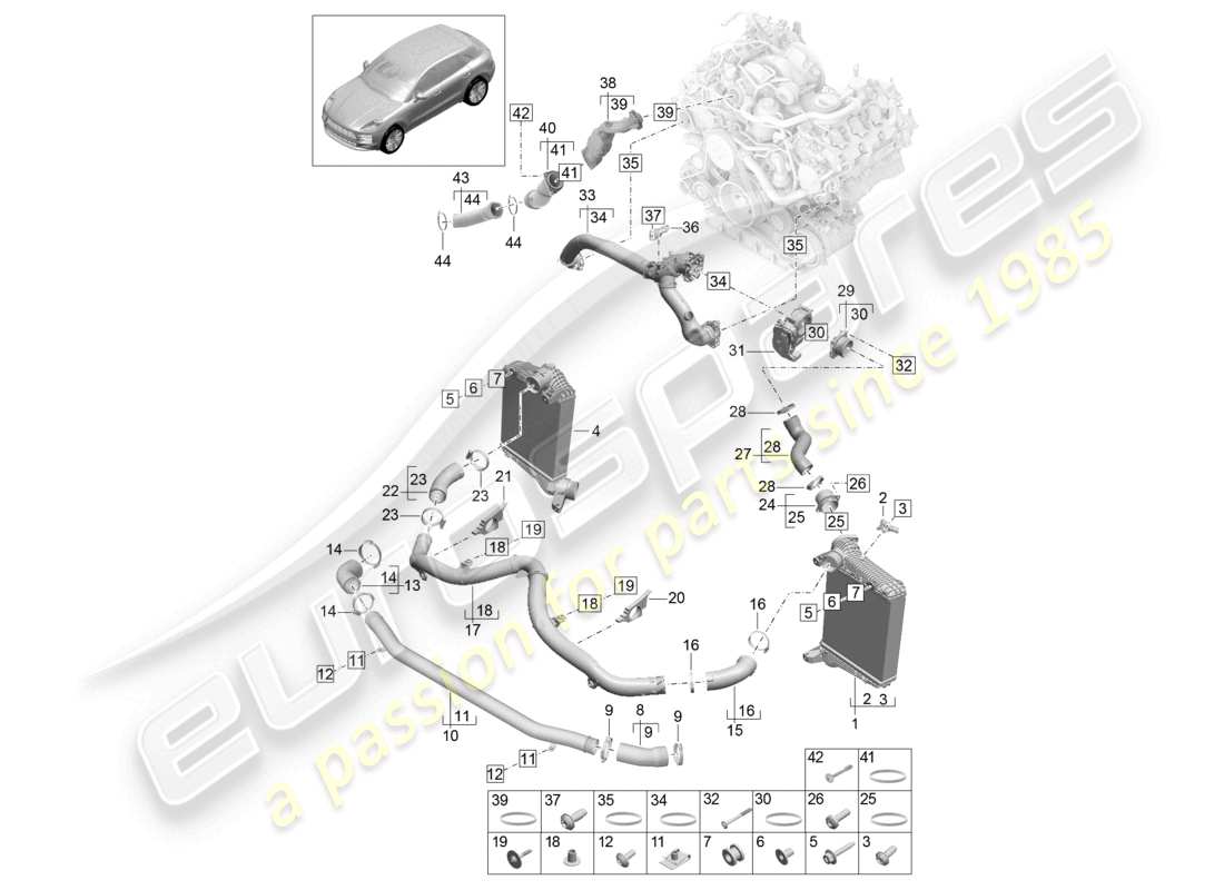 porsche 2021 (macan) schema elettrico della valvola a farfalla del tubo di pressione del refrigeratore dell'aria di sovralimentazione