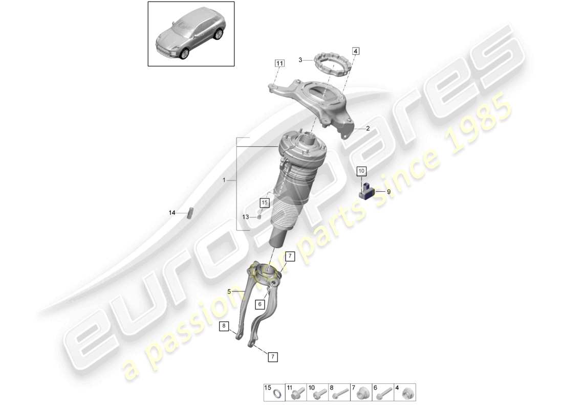 porsche 2021 (macan) sospensione pneumatica diagramma delle parti